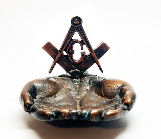 1950s Masonic Square and Compass Hands Ashtray