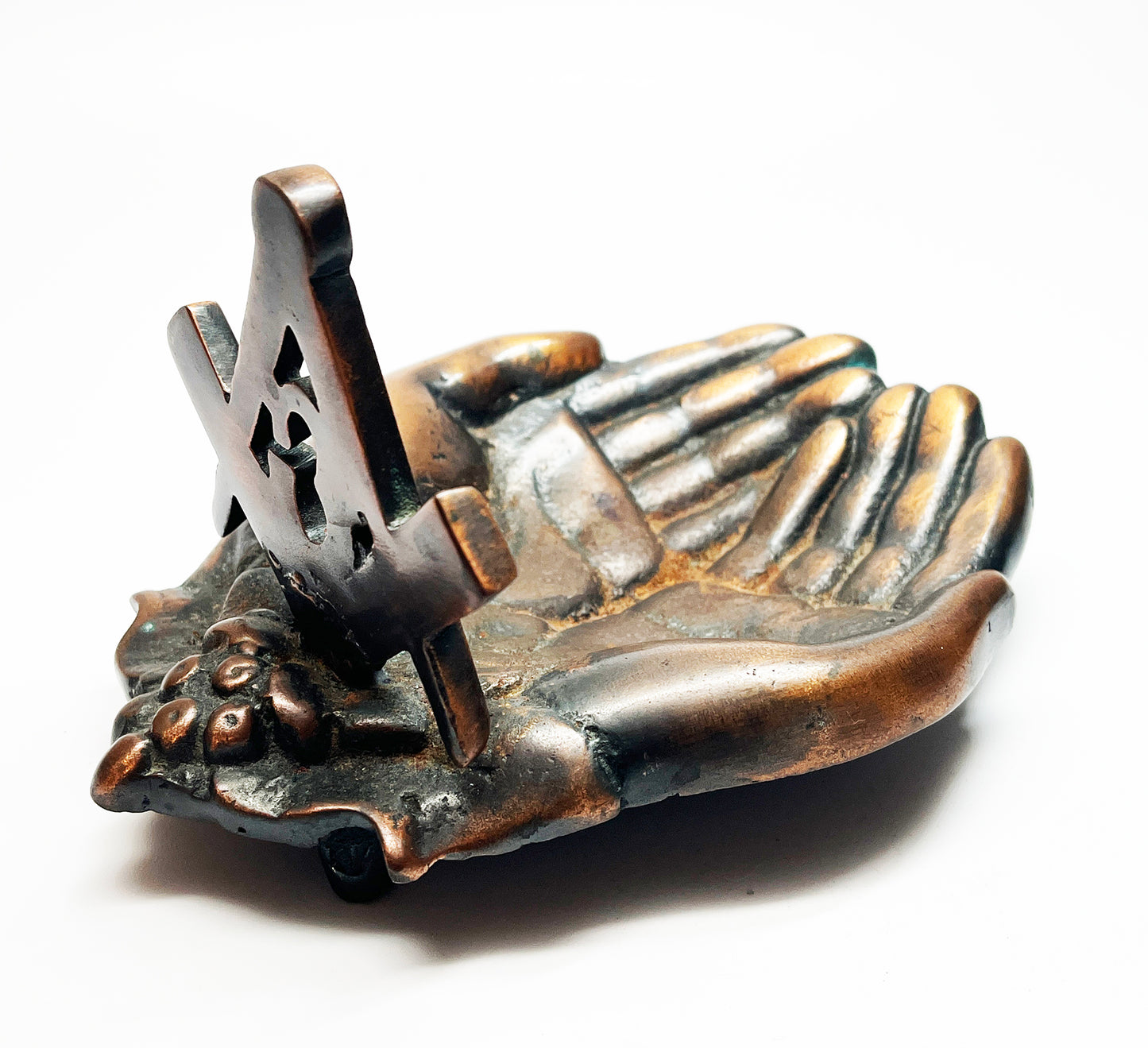 1950s Masonic Square and Compass Hands Ashtray