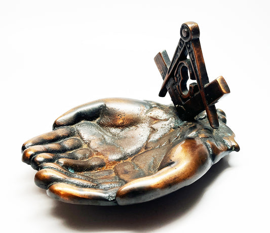 1950s Masonic Square and Compass Hands Ashtray