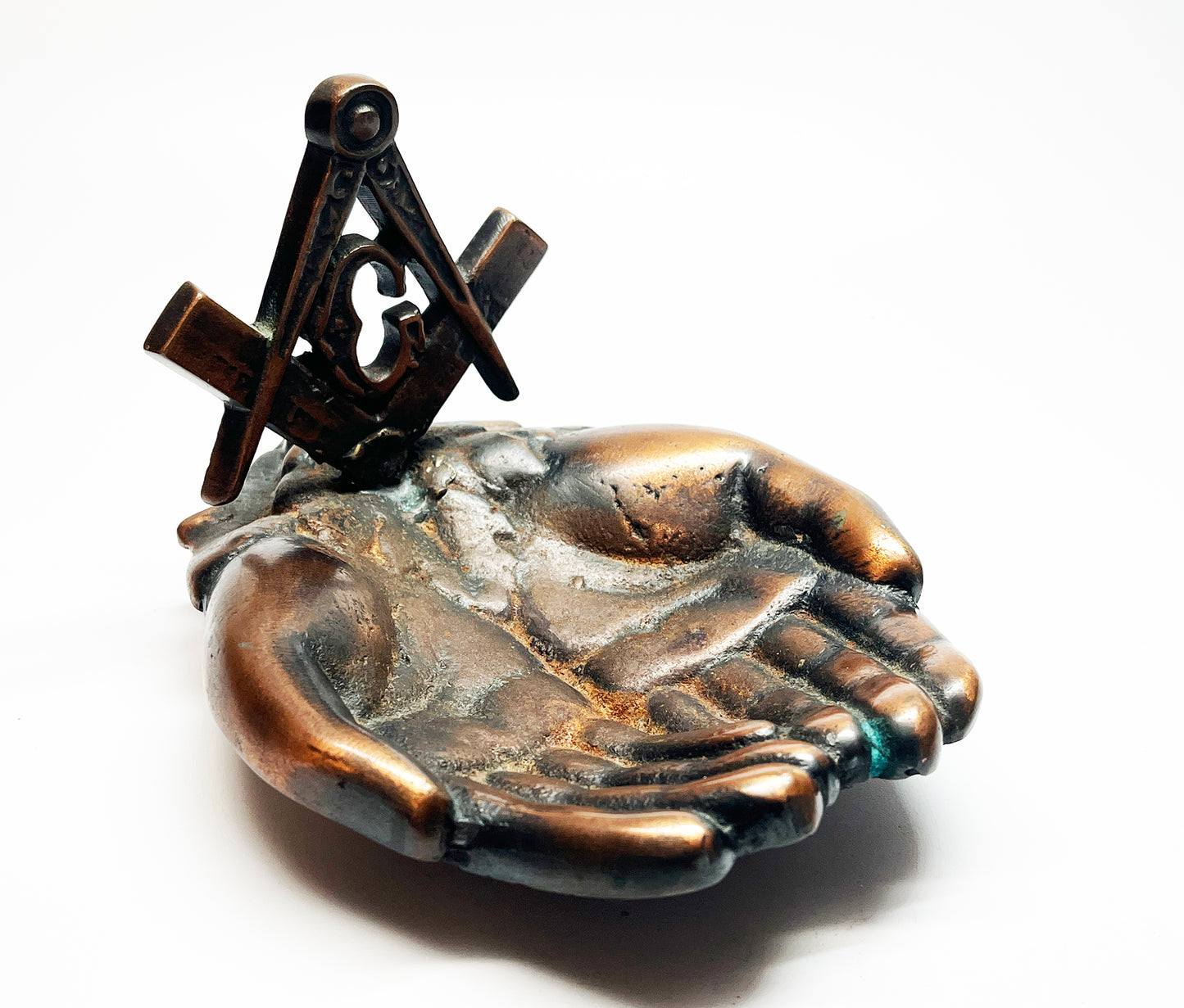 1950s Masonic Square and Compass Hands Ashtray
