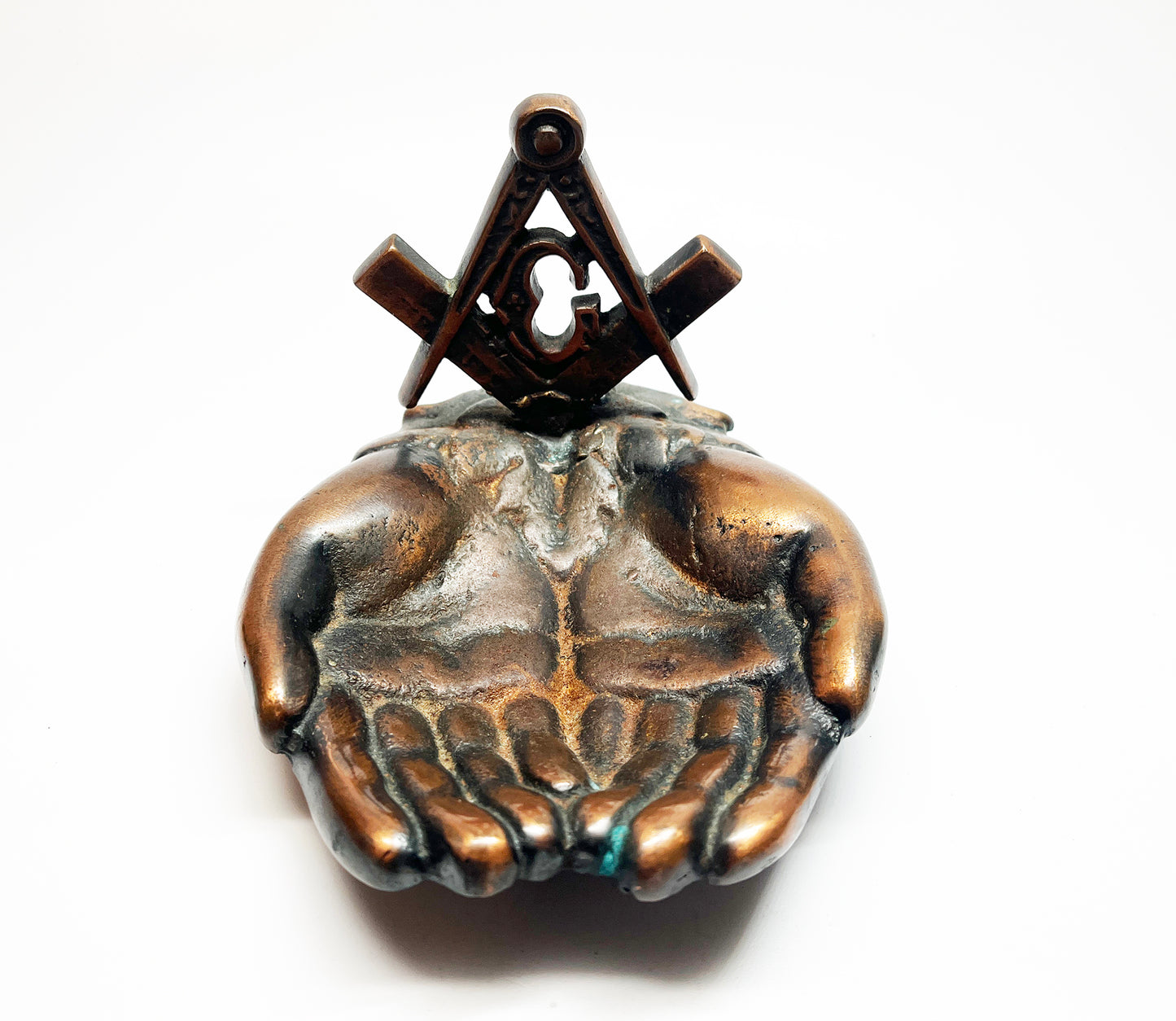 1950s Masonic Square and Compass Hands Ashtray