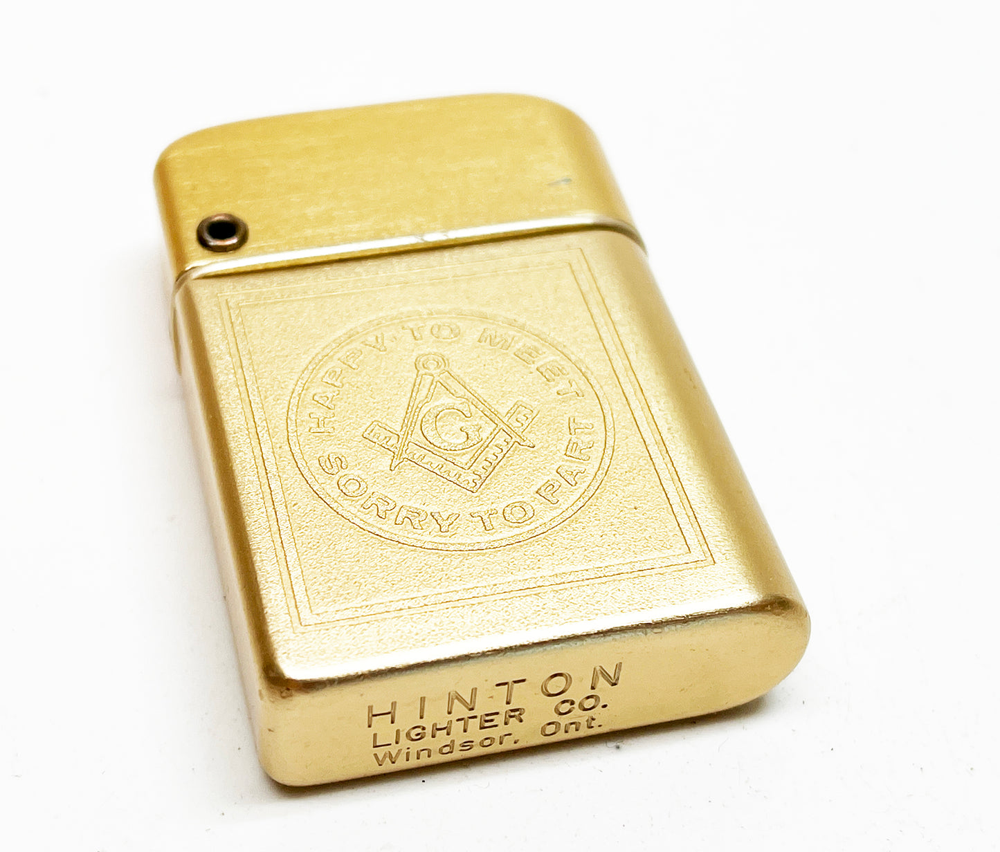 1960s Masonic "Happy to Meet, Sorry to Part" Stormmaster-Style Lighter