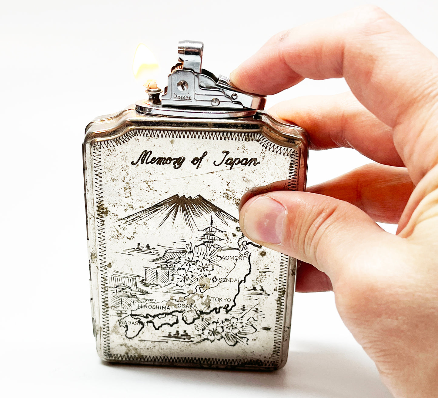 1950s Memory of Japan Lighter / Cigarette Case Combination