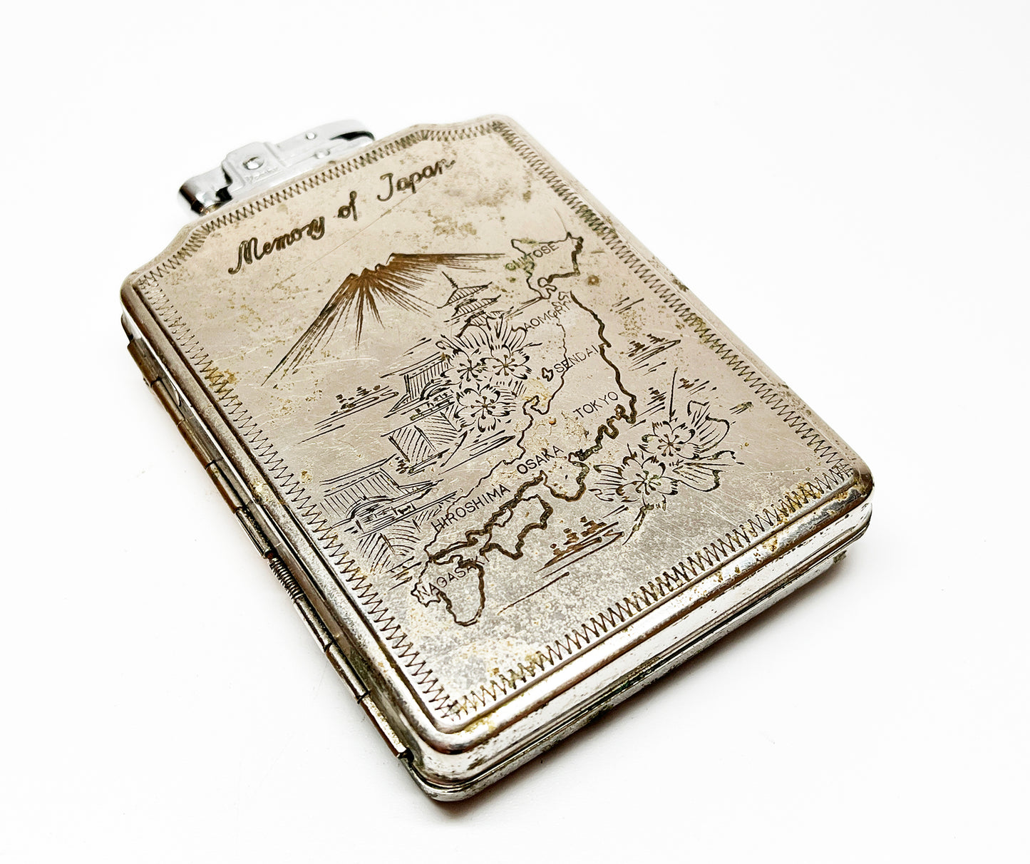 1950s Memory of Japan Lighter / Cigarette Case Combination