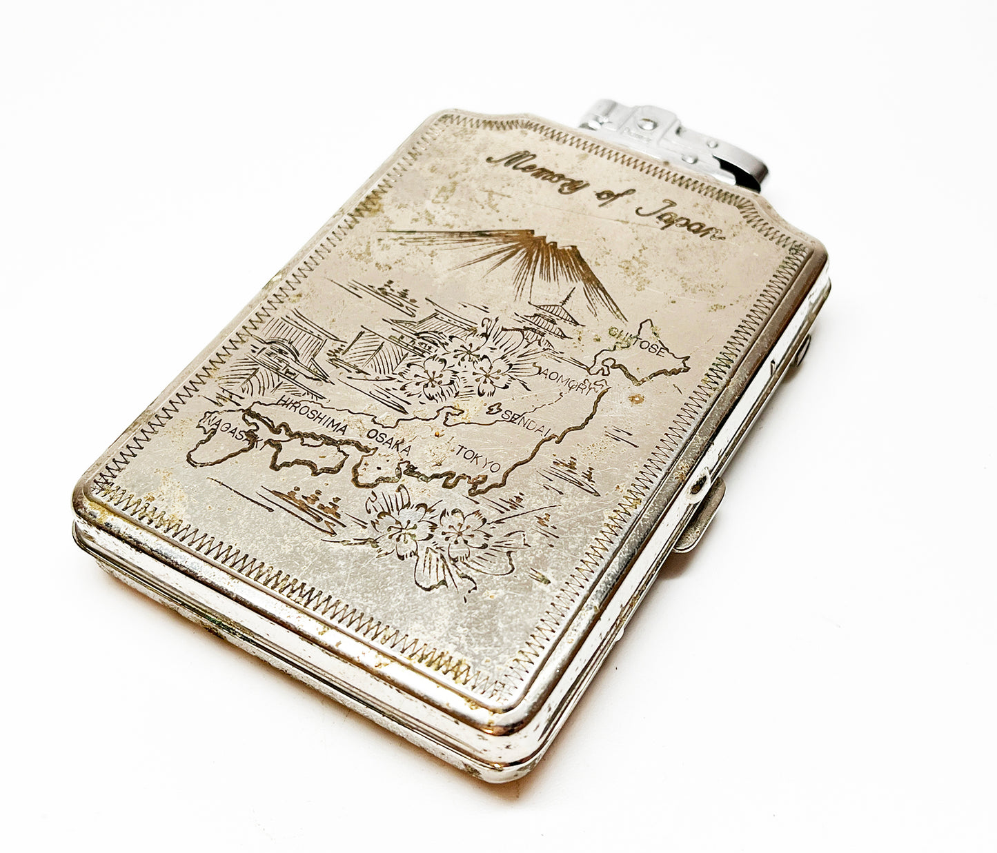 1950s Memory of Japan Lighter / Cigarette Case Combination