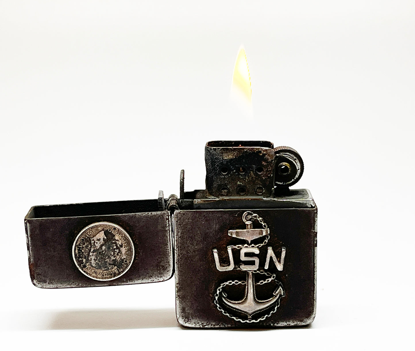 Working 1940s WWII Trench Art Black Out Park Sherman Flip Top Lighter