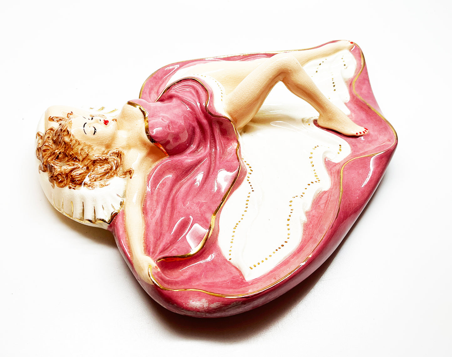 1950s Pinup Girl Large Ceramic Ashtray