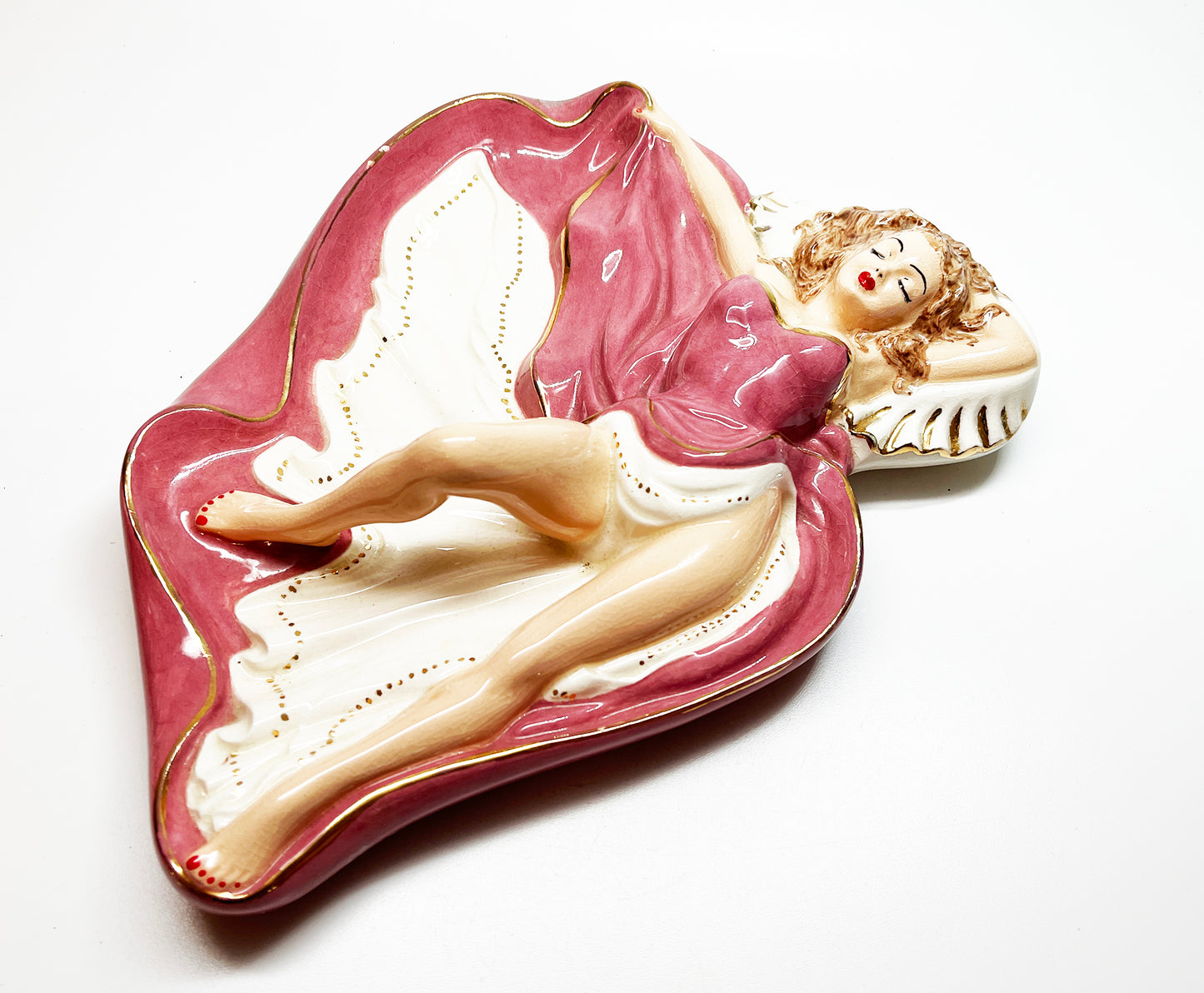 1950s Pinup Girl Large Ceramic Ashtray