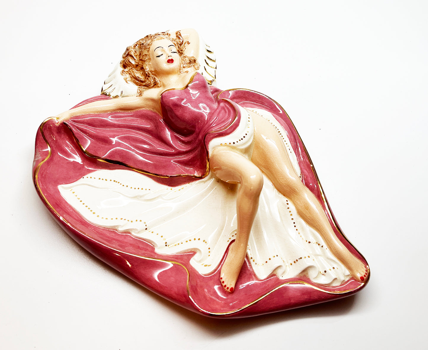 1950s Pinup Girl Large Ceramic Ashtray