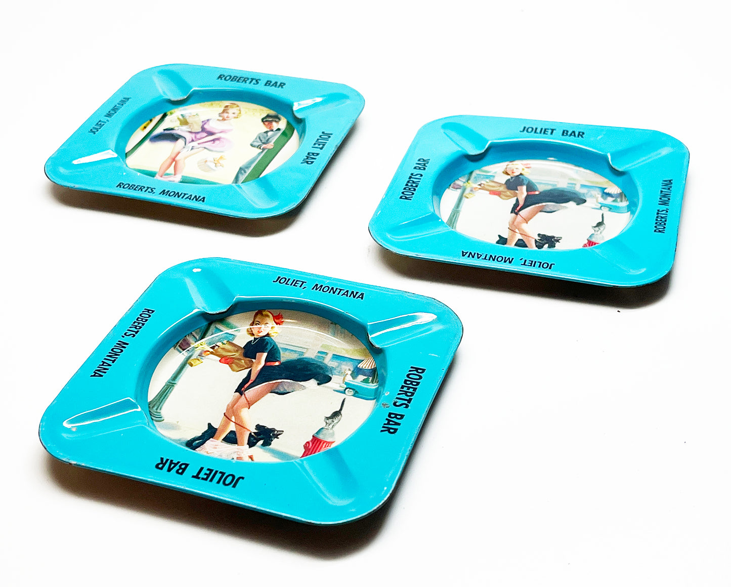 1950s Pinup Girl Ashtray Set