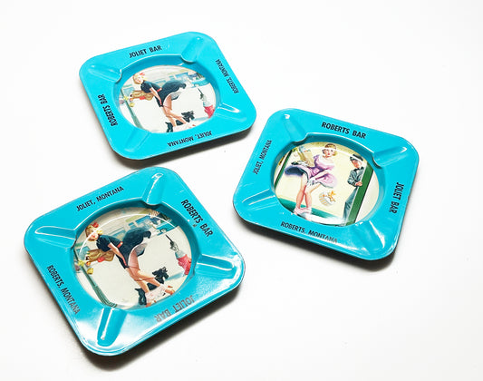 1950s Pinup Girl Ashtray Set