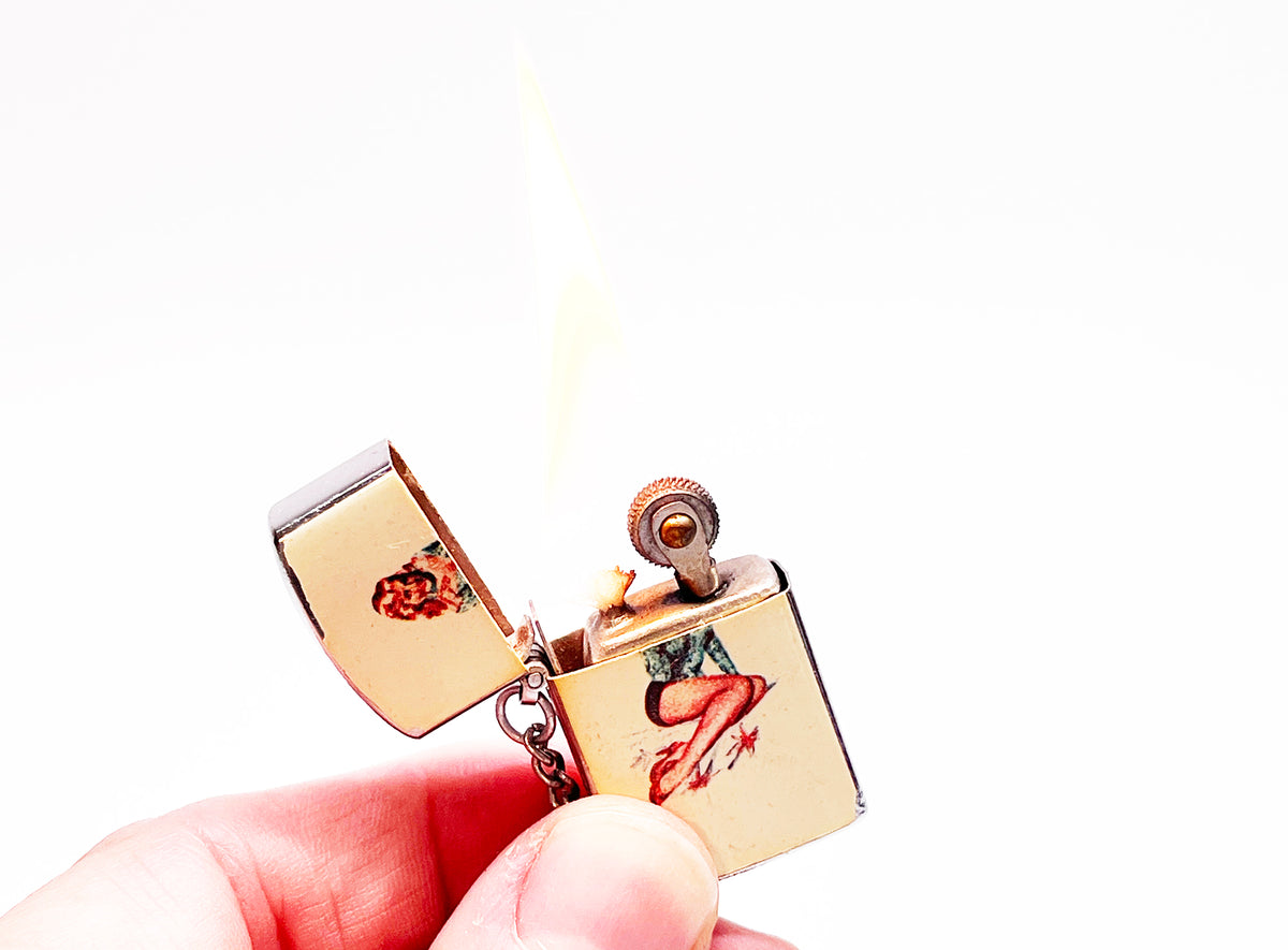 1950s Pinup Keychain Working Vintage Lighter