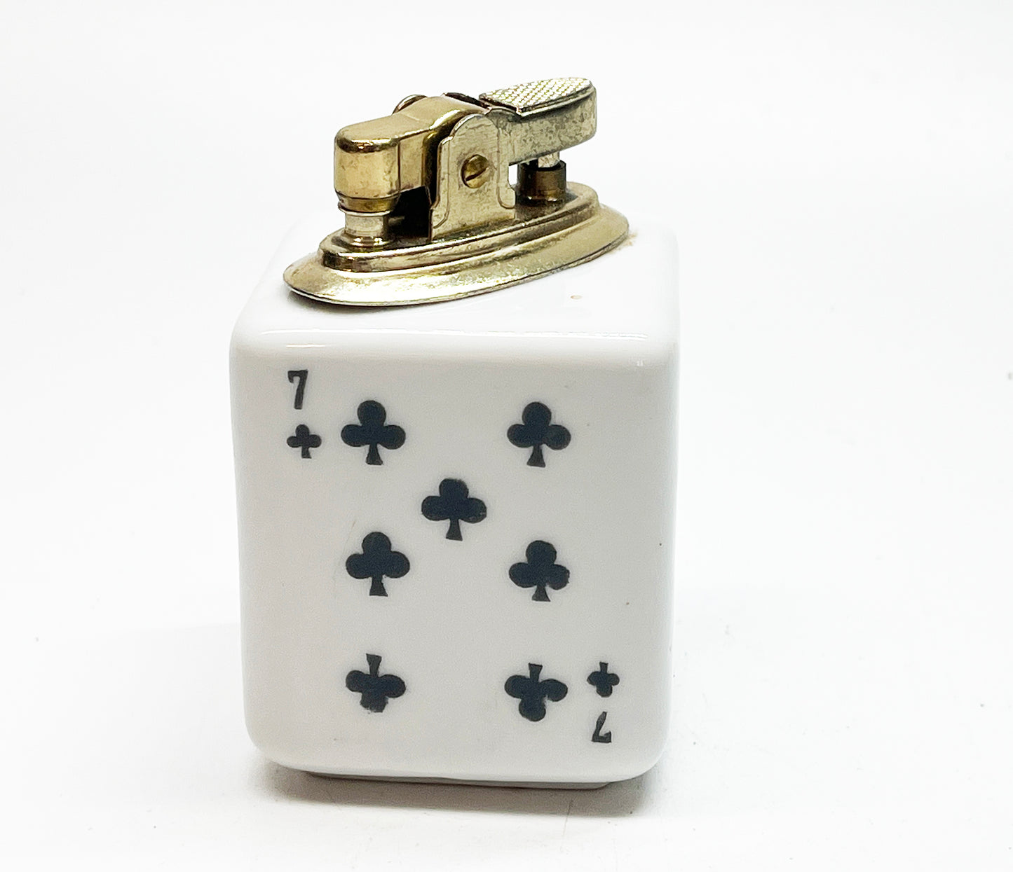 1960s Ceramic Playing Cards Themed Table Lighter