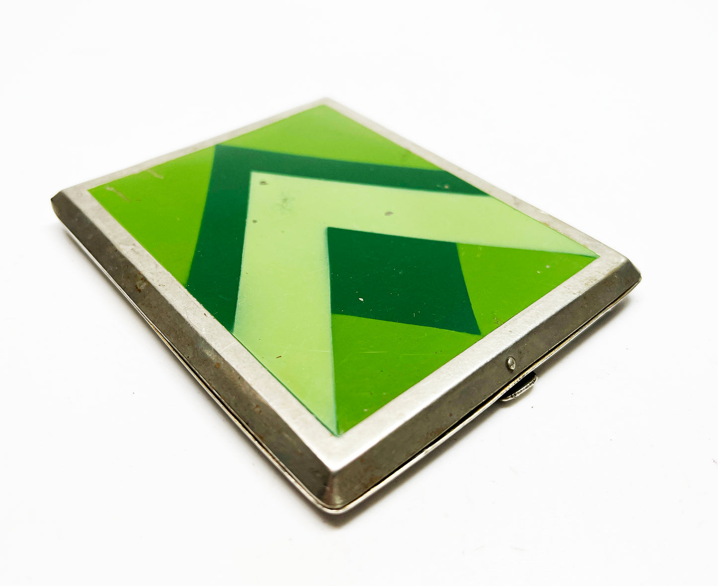 1950s Presto Green Enamel Design Card / Cigarette Case