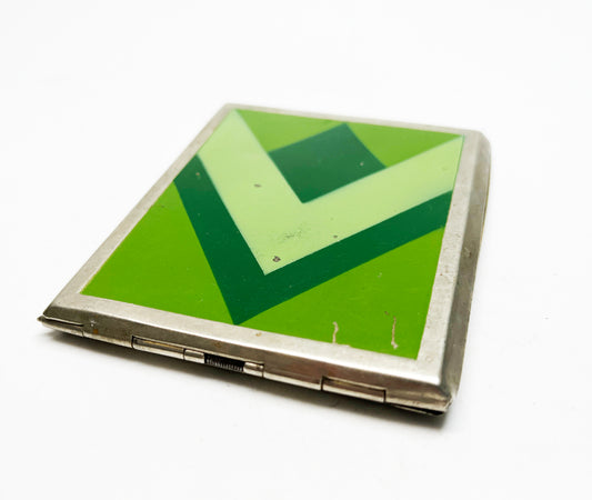 1950s Presto Green Enamel Design Card / Cigarette Case