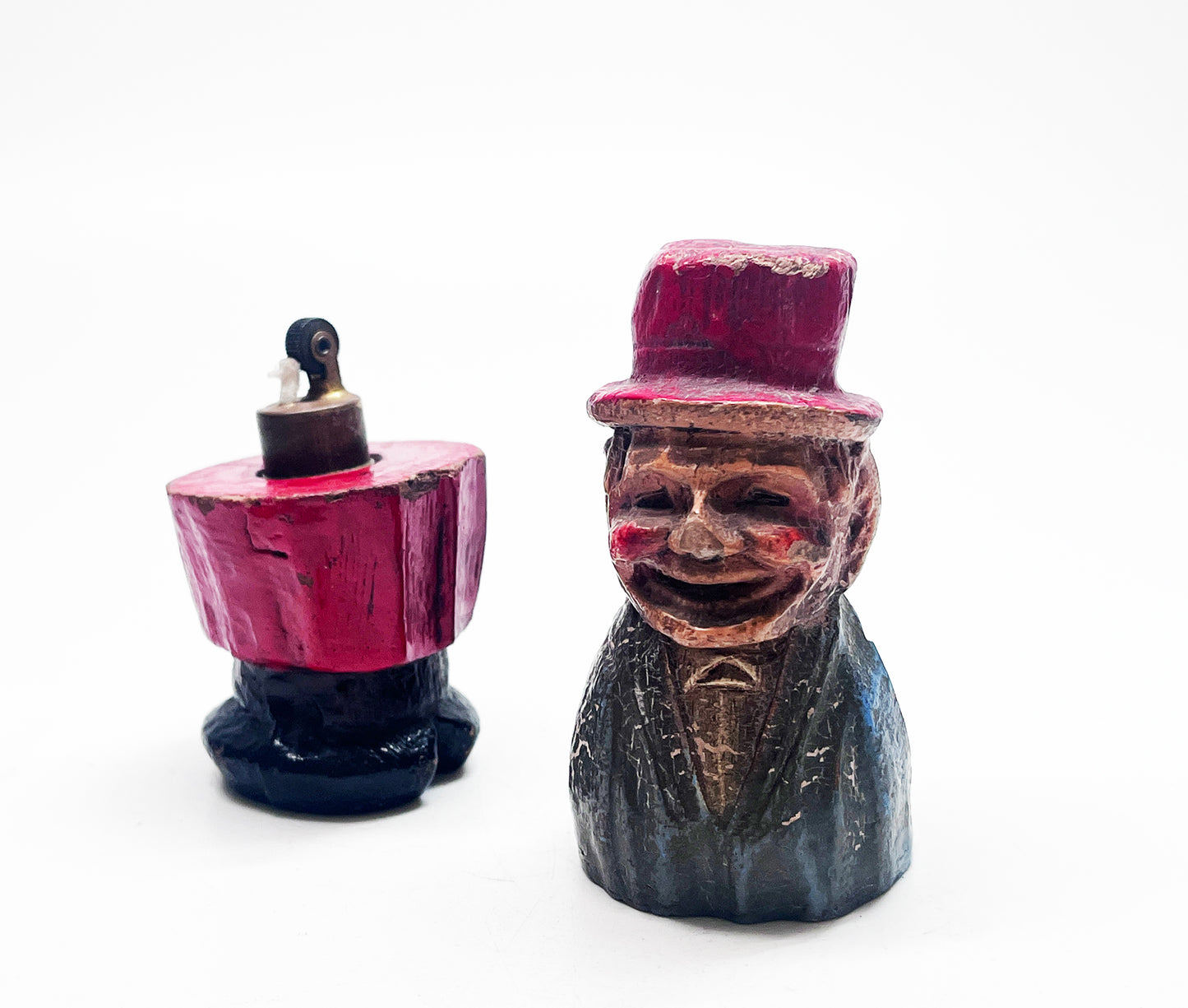 1940s Carved Wooden Old Man Figural Lighter
