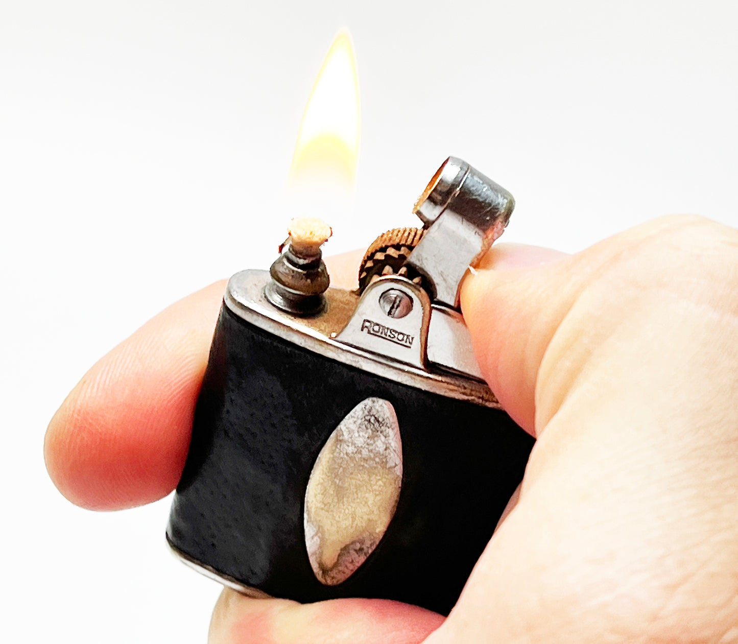 1930s Ronson De-Light Leather-Wrapped Lighter