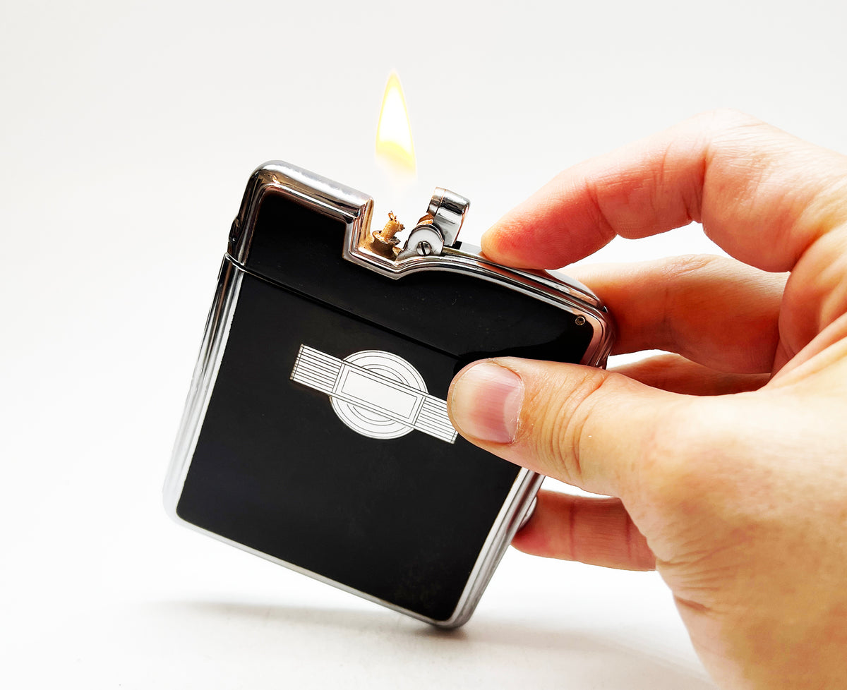 Vintage Ronson Ten-a-Case 1940s Lighter and Cigarette Case Combination in Box with Felt Pouch