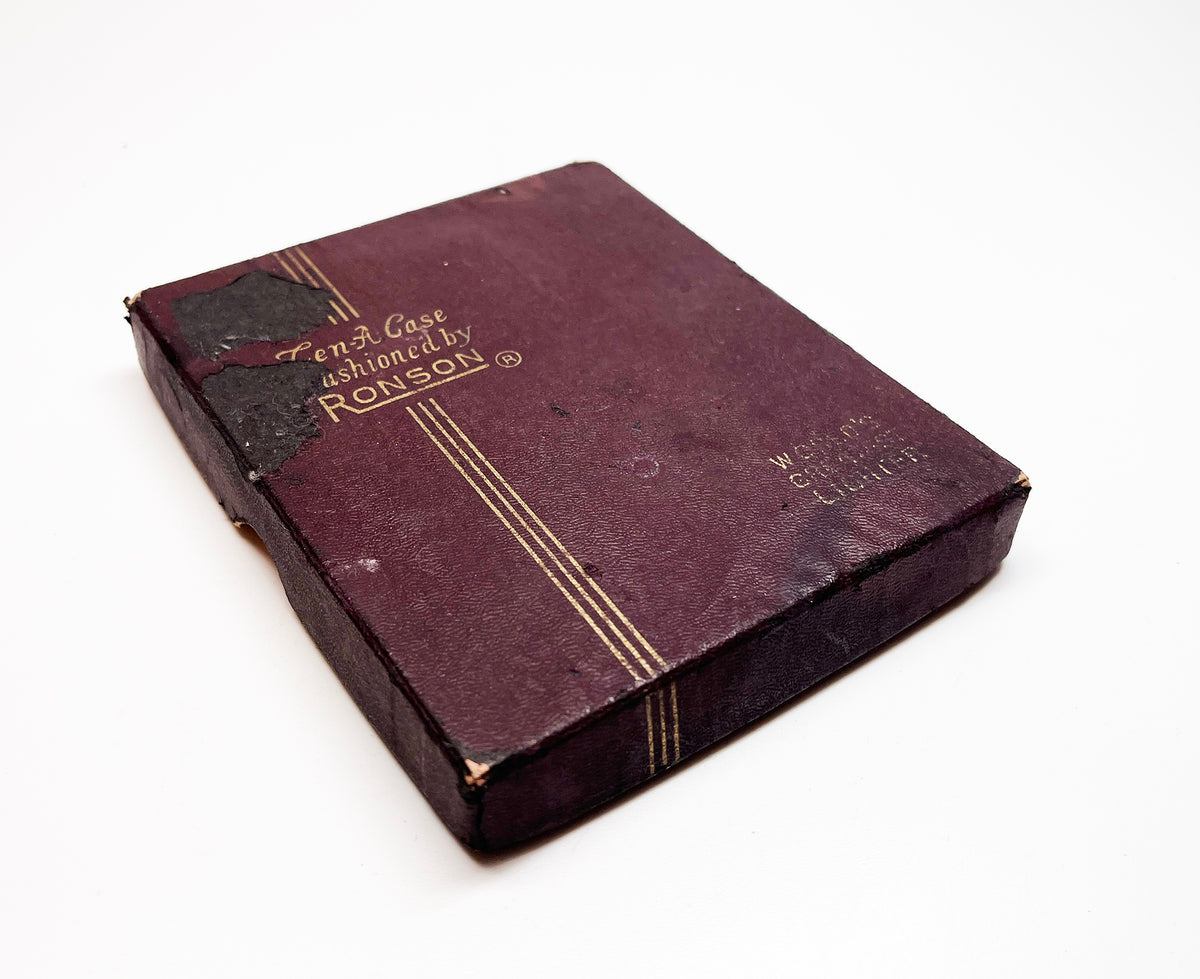 Vintage Ronson Ten-a-Case 1940s Lighter and Cigarette Case Combination in Box with Felt Pouch