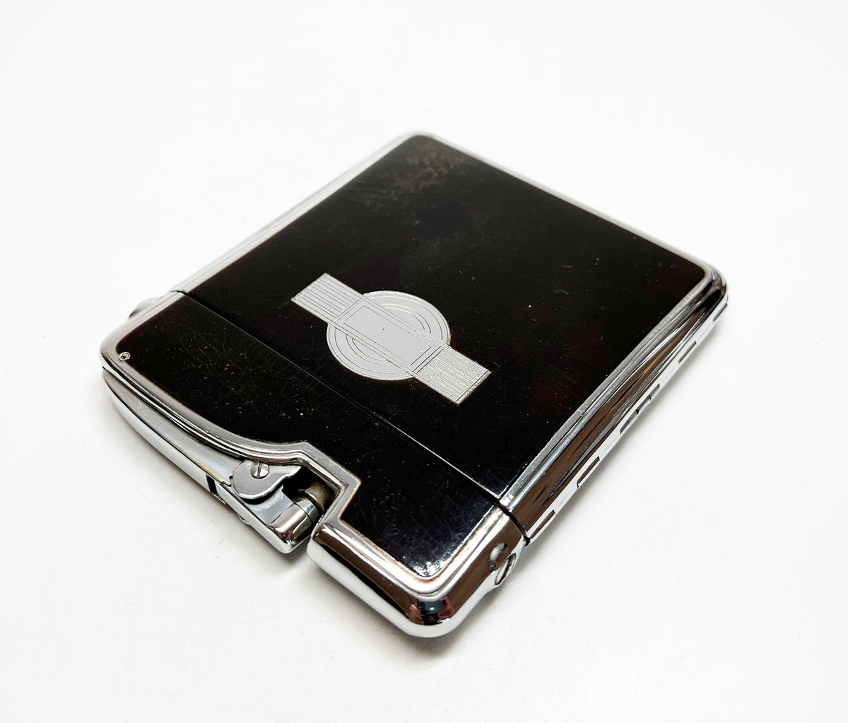 Vintage Ronson Ten-a-Case 1940s Lighter and Cigarette Case Combination in Box with Felt Pouch