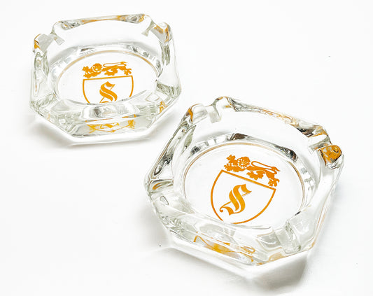 1950s Glass "S" Ashtray Pair