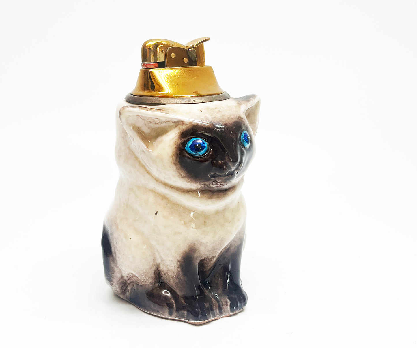 1950s Evans Ceramic Siamese Cat Figural Table Lighter