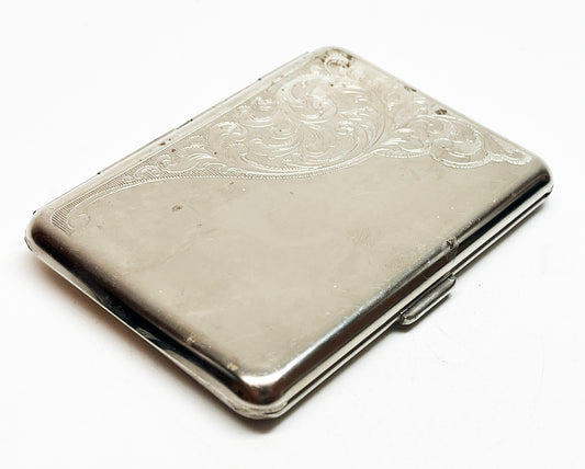 1950s Engraved Scrollwork Card / Cigarette Case