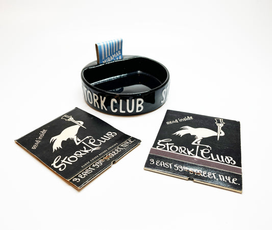 1940s Stork Club Slotted Ashtray and Oversizeds Matchbook Pair