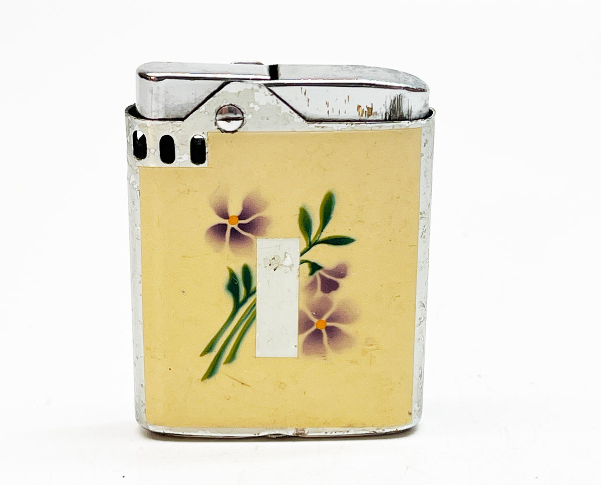 1950s Semi-Automatic Working Vintage Japanese Floral Motif Lighter