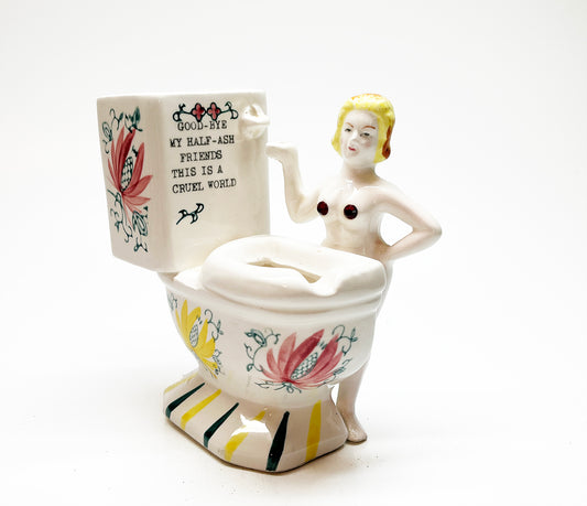 1950s Toilet Shaped Funny Naked Lady Japanese Ashtray