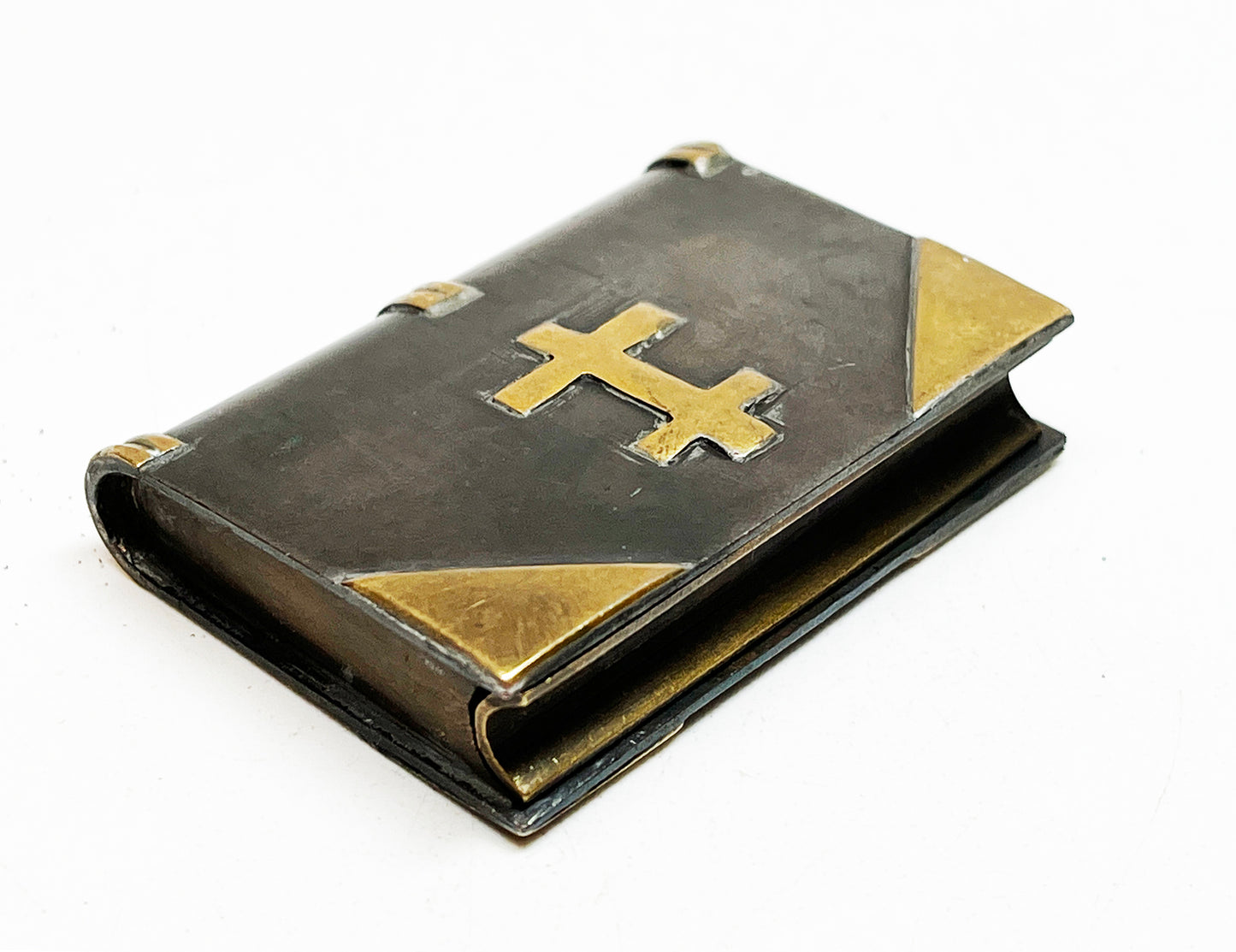 WWI Trench Art Book-Shaped Lighter with Russian Orthodox Cross