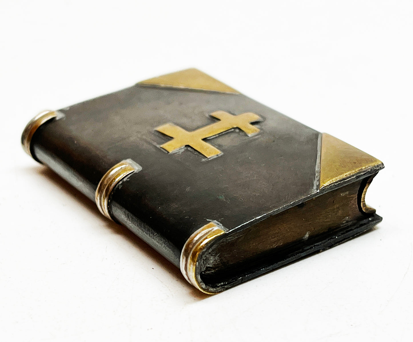 WWI Trench Art Book-Shaped Lighter with Russian Orthodox Cross
