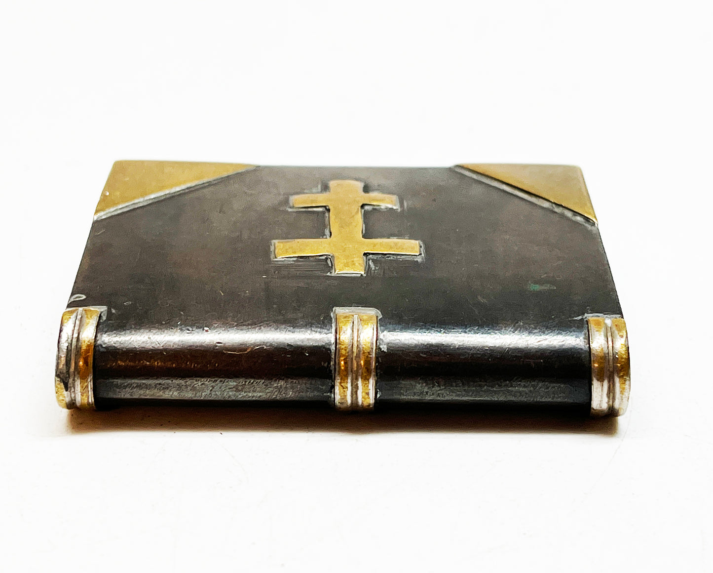 WWI Trench Art Book-Shaped Lighter with Russian Orthodox Cross