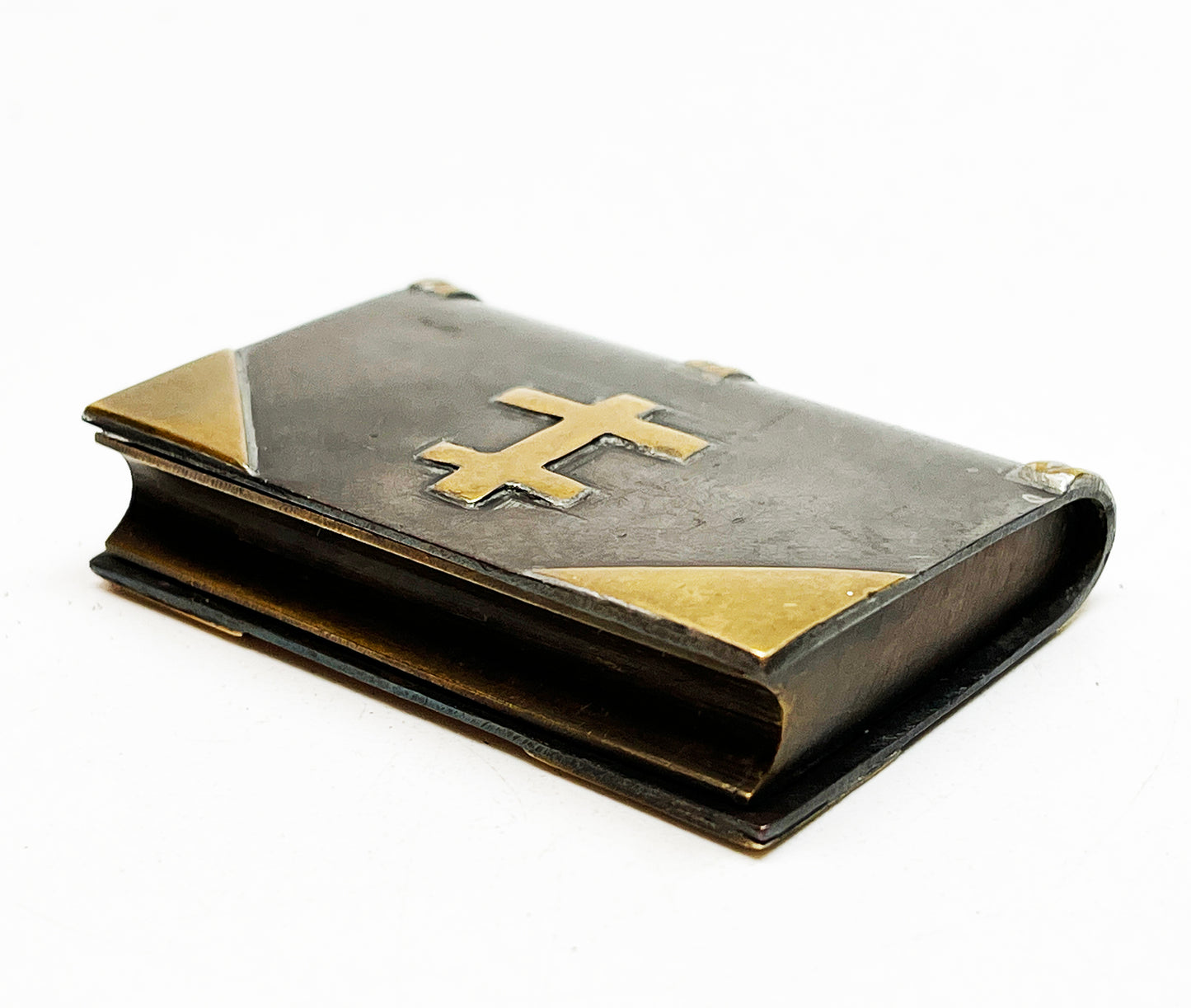 WWI Trench Art Book-Shaped Lighter with Russian Orthodox Cross