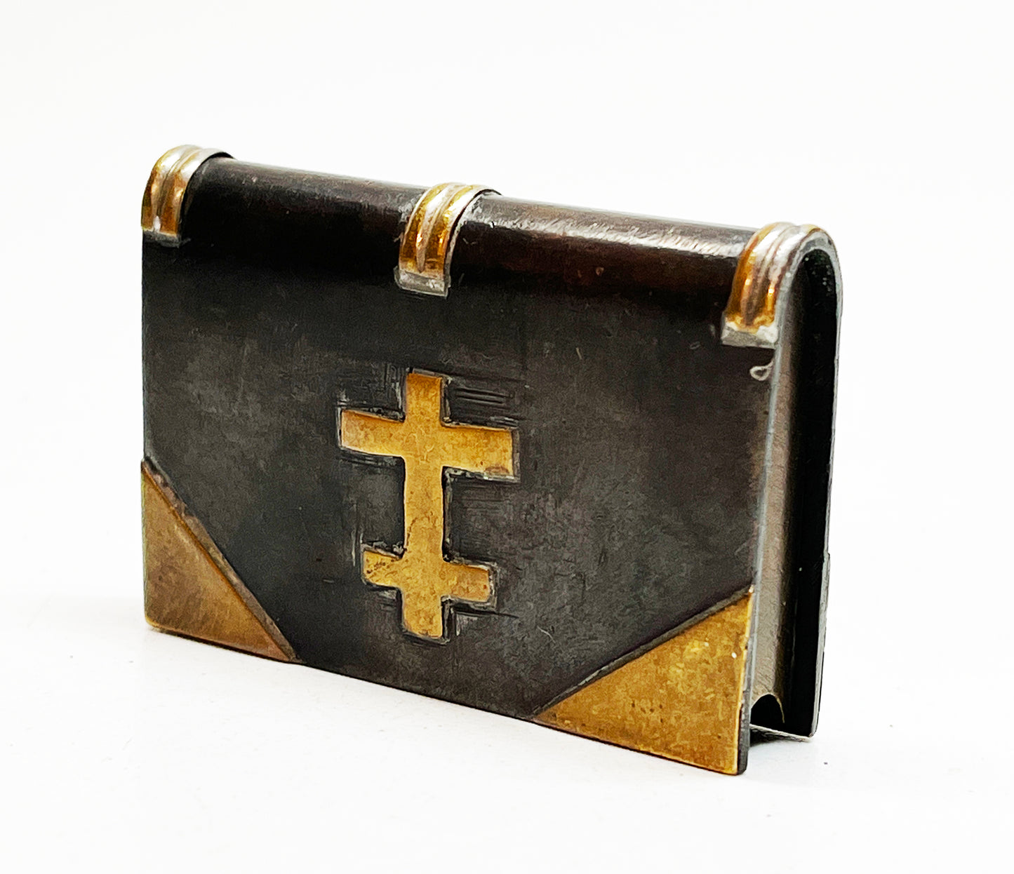 WWI Trench Art Book-Shaped Lighter with Russian Orthodox Cross