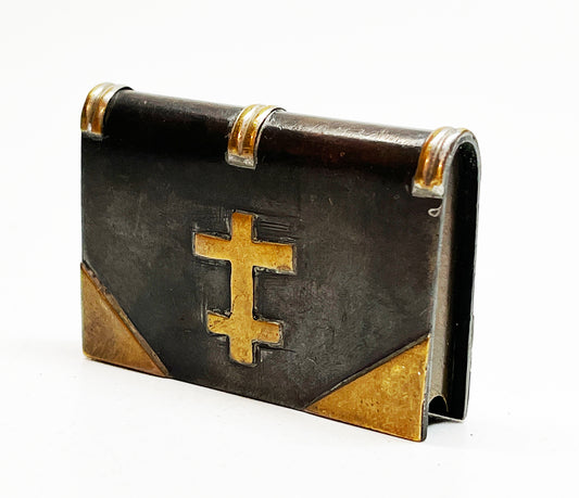 WWI Trench Art Book-Shaped Lighter with Russian Orthodox Cross
