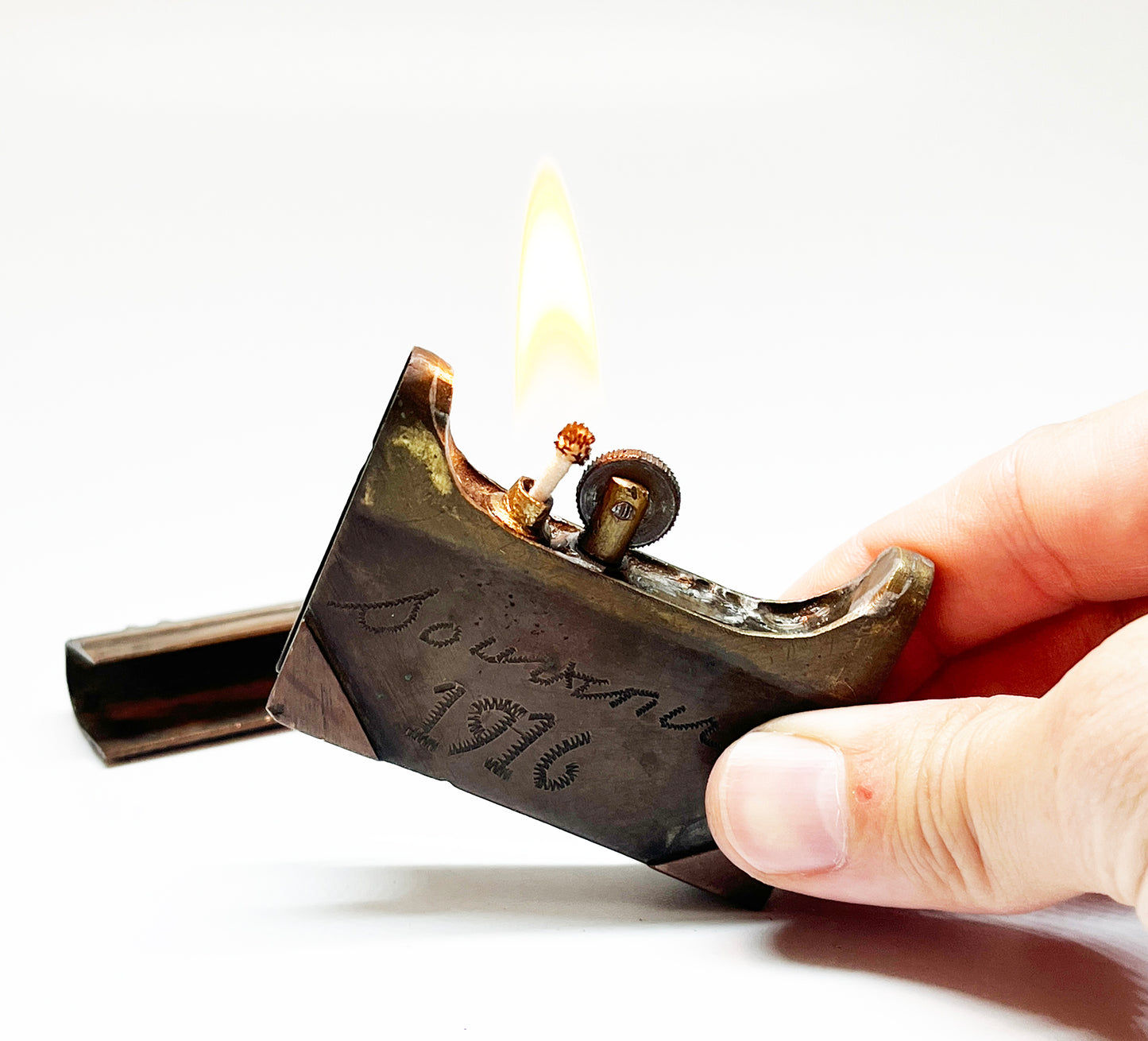 WWI Trench Art Book-Shaped Vernon Lighter