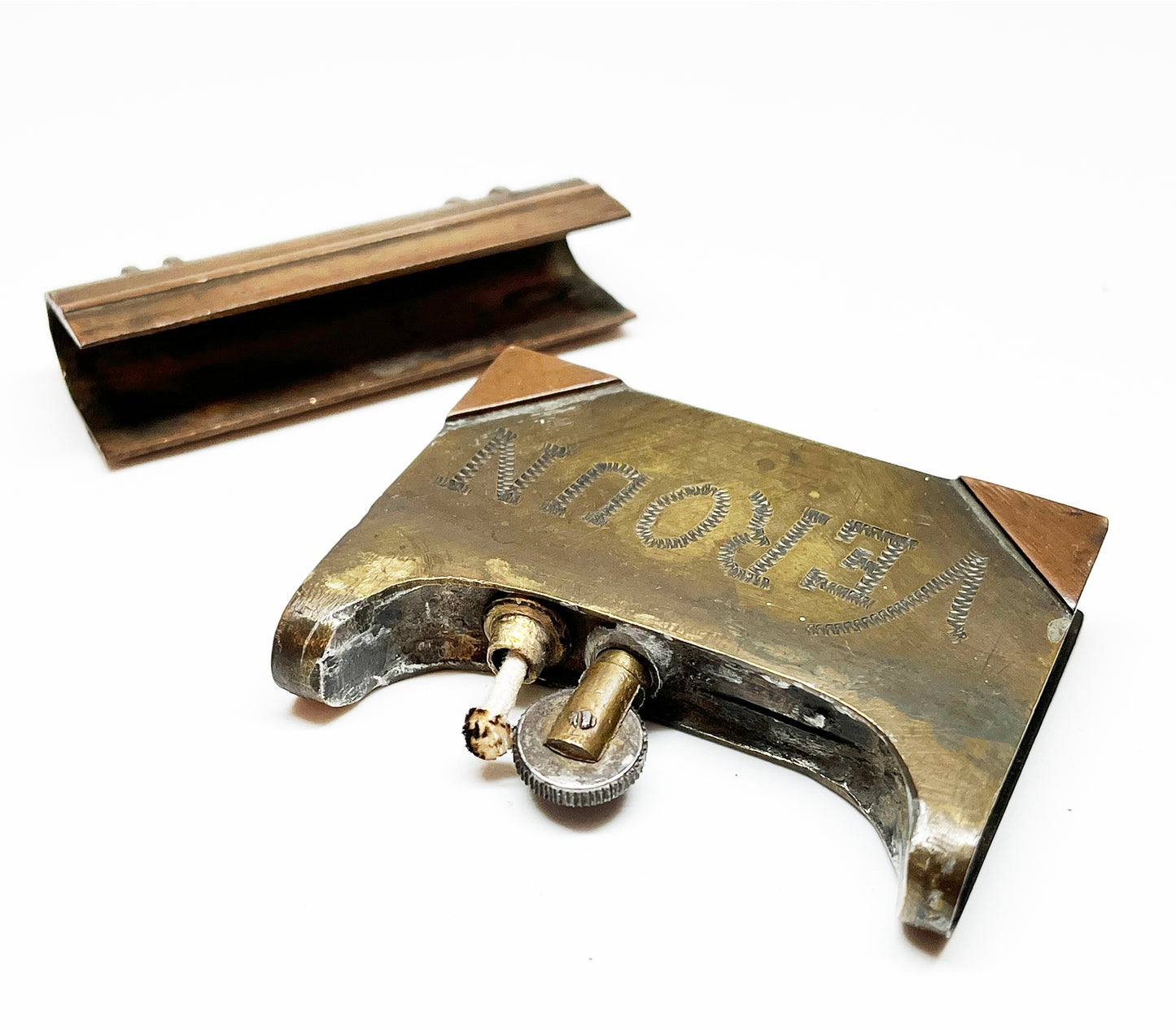 WWI Trench Art Book-Shaped Vernon Lighter