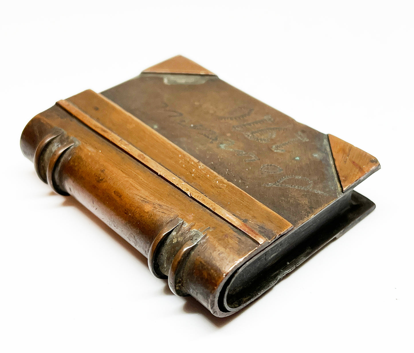WWI Trench Art Book-Shaped Vernon Lighter