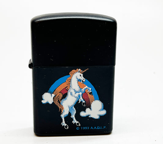 Vintage Unicorn Rainbow Black Lighter