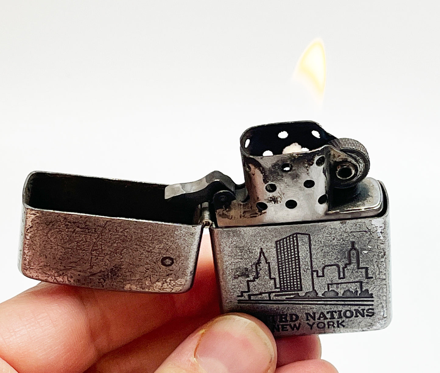 1953 - 1954 United Nations New York Zippo Steel Case Lighter