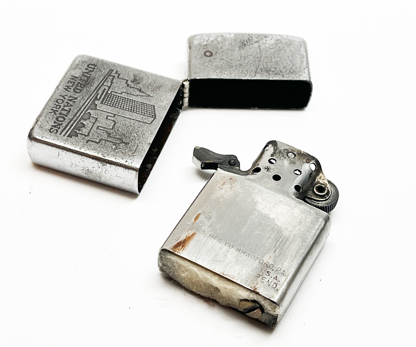 1953 - 1954 United Nations New York Zippo Steel Case Lighter