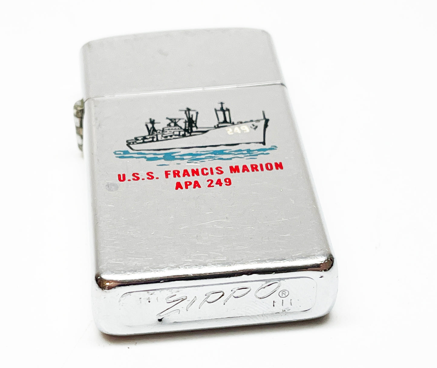 1968 USS Francis Marion Naval Ship Zippo Slim Lighter