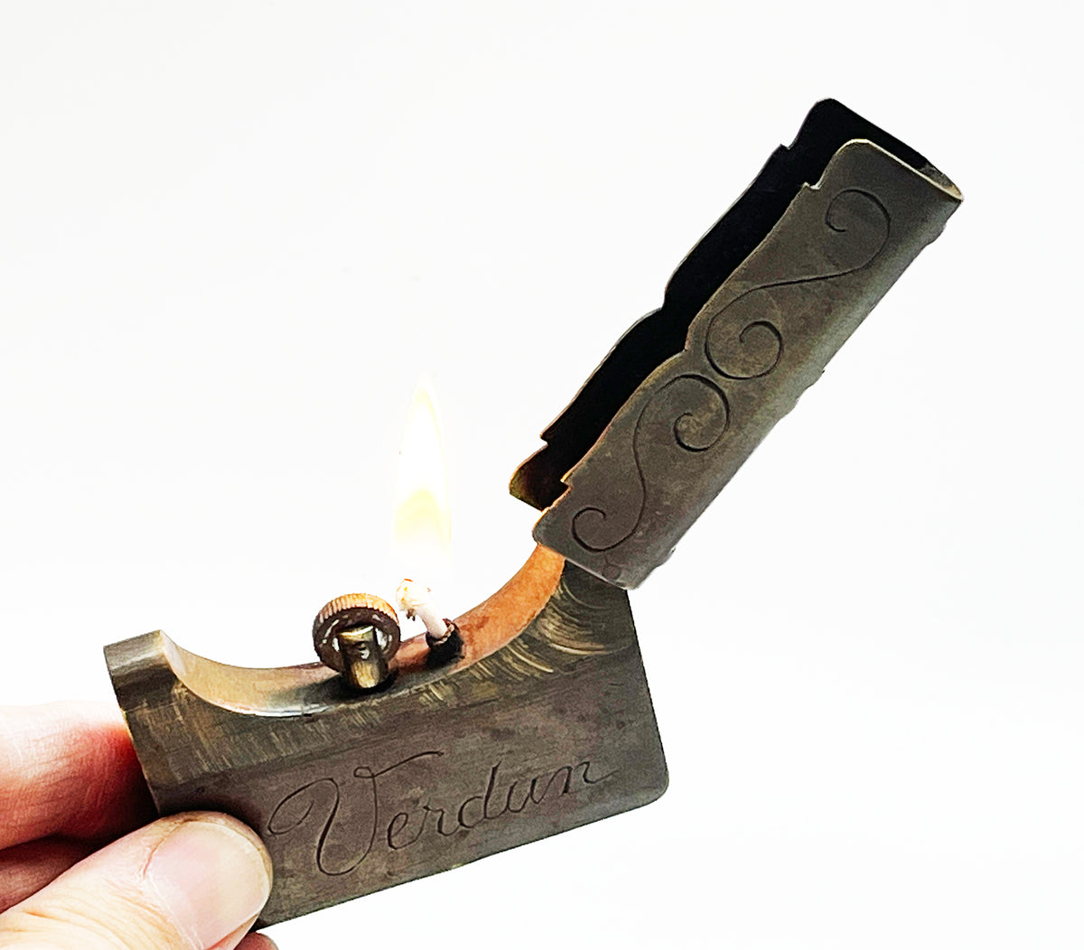 WWI Trench Art Book-Shaped Verdun Lighter