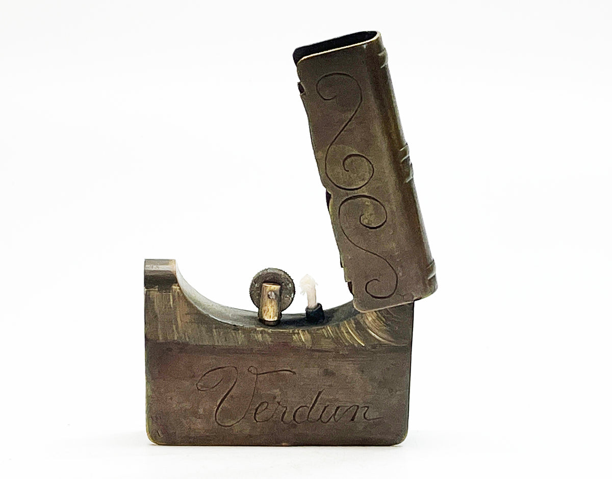 WWI Trench Art Book-Shaped Verdun Lighter