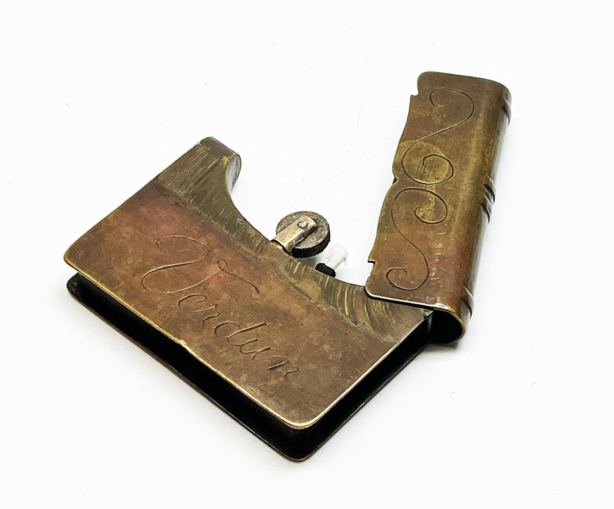 WWI Trench Art Book-Shaped Verdun Lighter