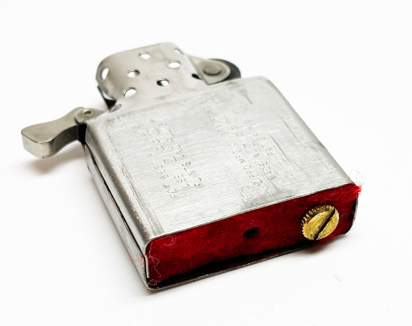 1968 Vietnam Zippo Lighter with Etchings and Red Felt Insert