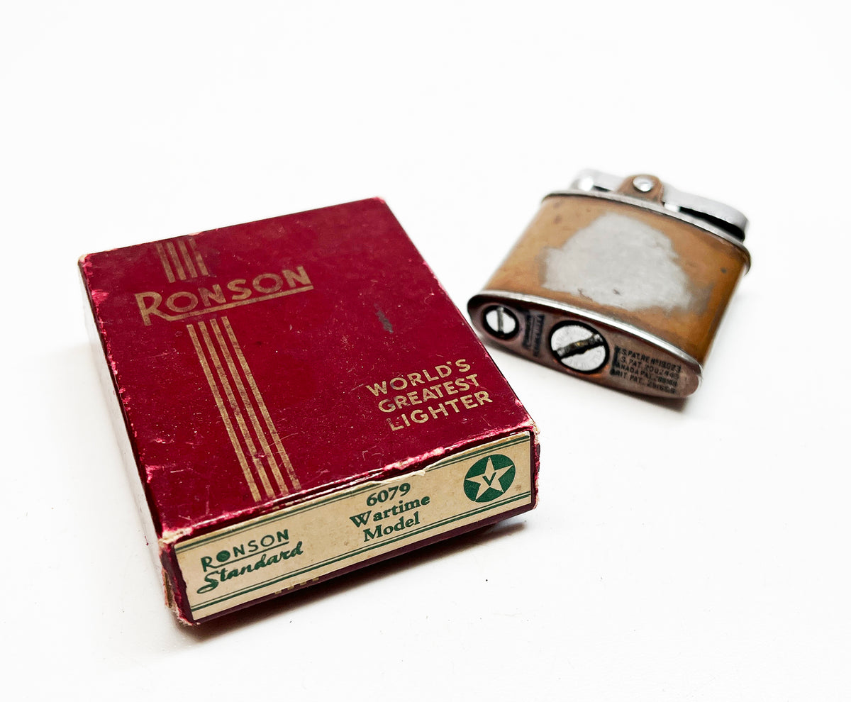Ronson Wartime Standard Model 1940s WWII Lighter with Original Box