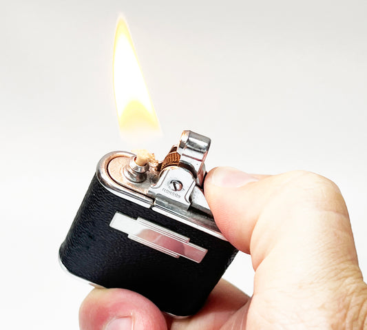 Working Ronson Whirlwind 1940s Leather Wrapped Lighter