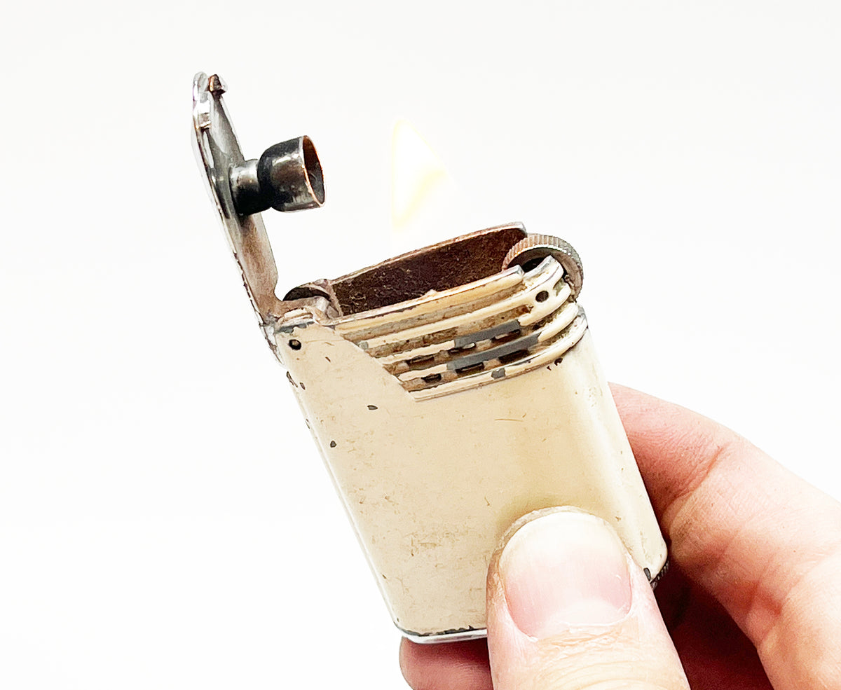 1940s Rare White Enameled Rama Spin Ronson Vintage Lighter